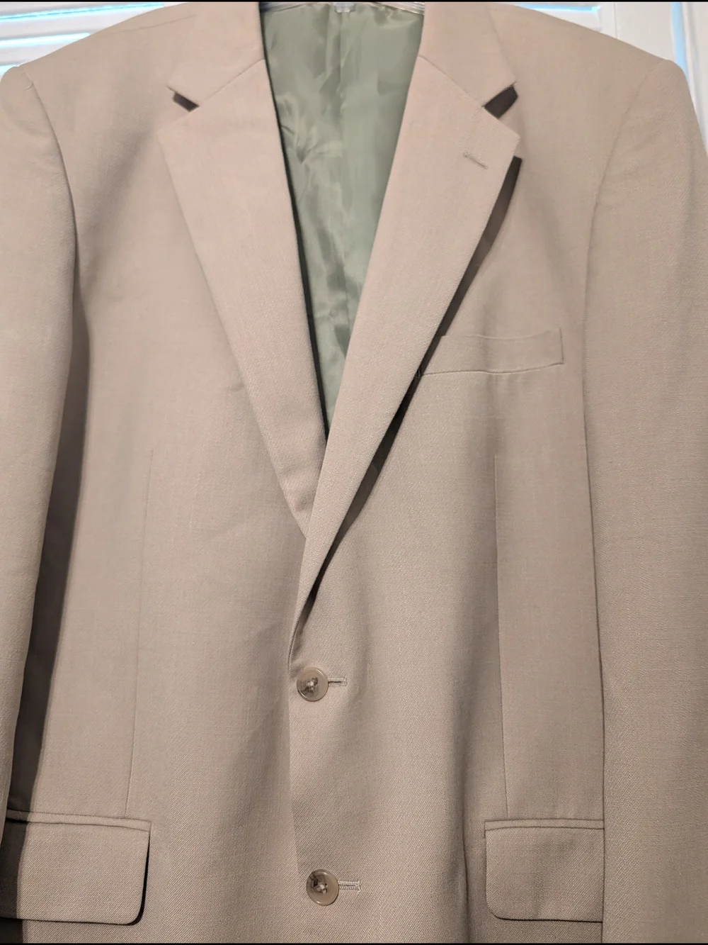 Alan Flusser Men's Beige Blazer - Two-Button Jacket 46L CHI-557